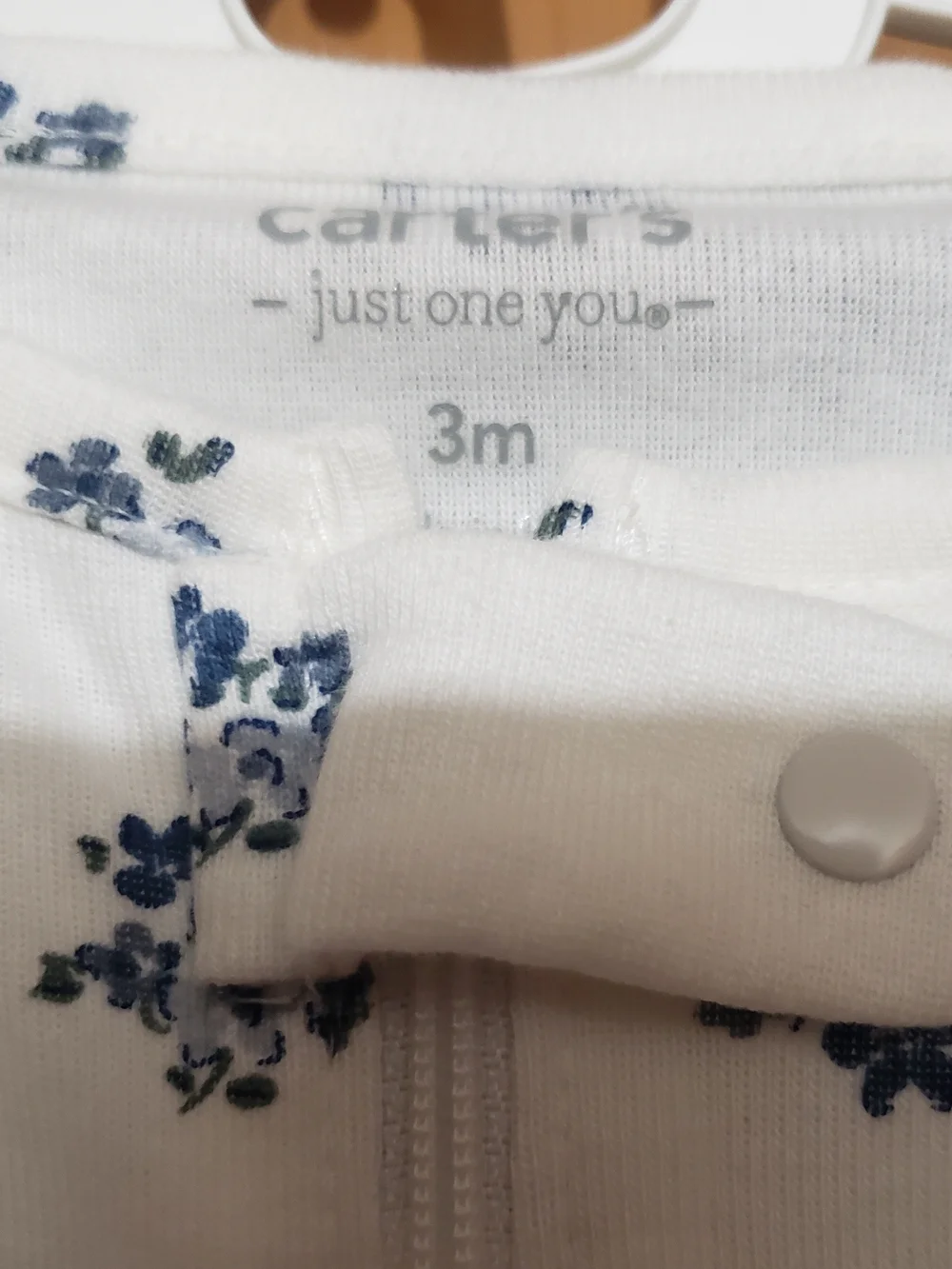 Carter's Light Blue And White Floral Footies